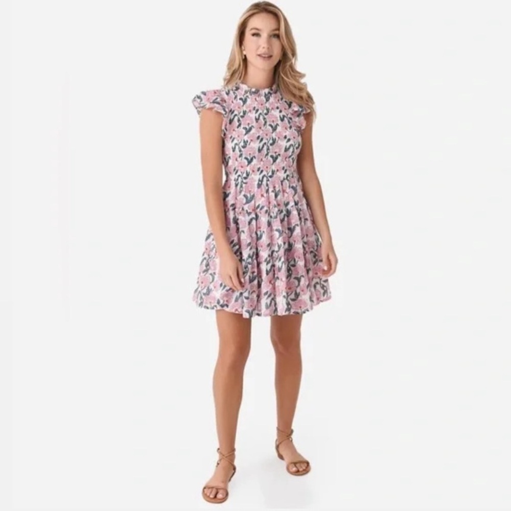 Oliphant smocked flirty short lucia pink dress. NWT NEVER WORN! SMALL.